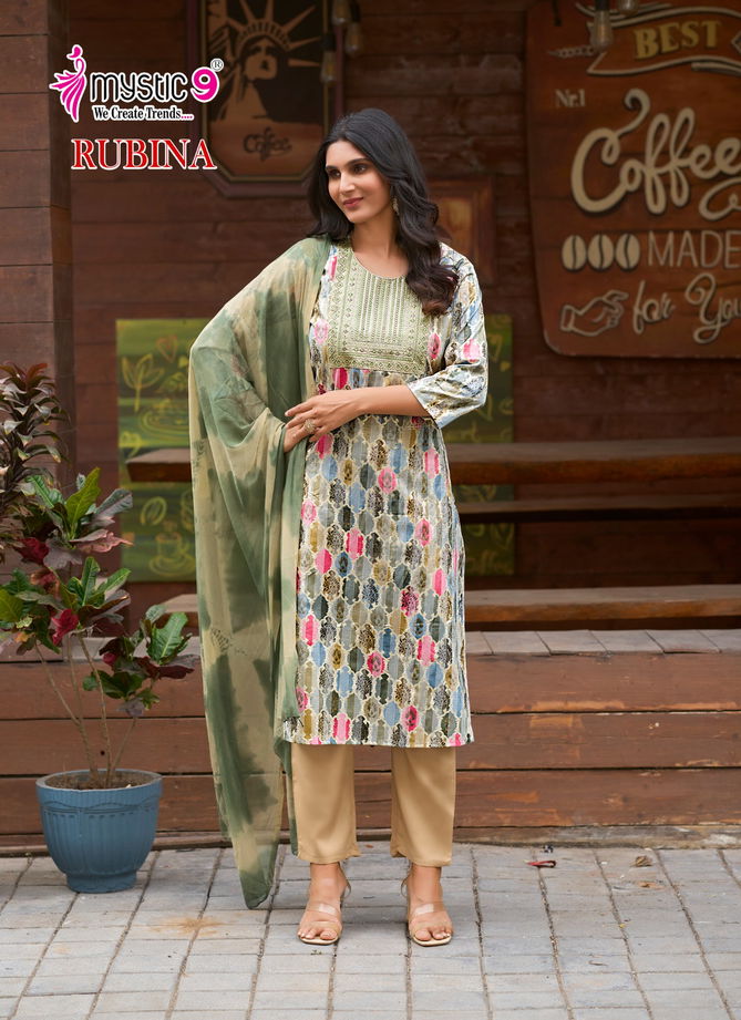 Rubina Vol 7 By Mystic 9 Rayon Kurti With Bottom Dupatta Suppliers In India